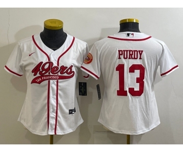 Women's San Francisco 49ers #13 Brock Purdy White With Patch Cool Base Stitched Baseball Jersey