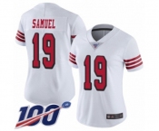 Women's San Francisco 49ers #19 Deebo Samuel Limited White Rush Vapor Untouchable 100th Season Football Jersey Women's San Francisco 49ers #19 Deebo Samuel Limited White Rush Vapor Untouchable 100th Season Football Jersey