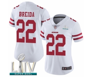 Women's San Francisco 49ers #22 Matt Breida White Vapor Untouchable Limited Player Super Bowl LIV Bound Football Jersey