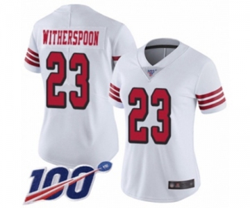 Women's San Francisco 49ers #23 Ahkello Witherspoon Limited White Rush Vapor Untouchable 100th Season Football Jersey
