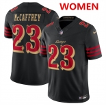 Women's San Francisco 49ers #23 Christian McCaffrey Black 2025 F.U.S.E. “Rivalries” Vapor Limited Stitched Football Jersey Women's San Francisco 49ers #23 Christian McCaffrey Black 2025 F.U.S.E. “Rivalries” Vapor Limited Stitched Football Jersey