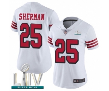 Women's San Francisco 49ers #25 Richard Sherman Limited White Rush Vapor Untouchable Super Bowl LIV Bound Football Jersey