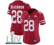 Women's San Francisco 49ers #28 Jerick McKinnon Red Team Color Vapor Untouchable Limited Player Super Bowl LIV Bound Football Jersey