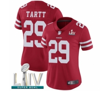 Women's San Francisco 49ers #29 Jaquiski Tartt Red Team Color Vapor Untouchable Limited Player Super Bowl LIV Bound Football Jersey