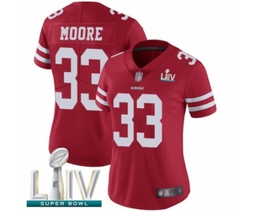 Women's San Francisco 49ers #33 Tarvarius Moore Red Team Color Vapor Untouchable Limited Player Super Bowl LIV Bound Football Jersey