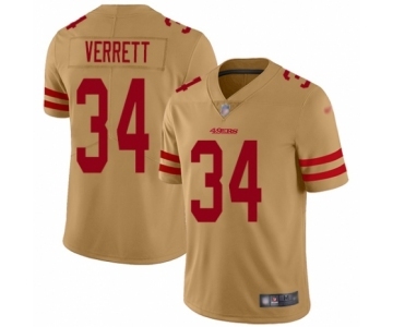 Women's San Francisco 49ers #34 Jason Verrett Limited Gold Inverted Legend Football Jersey