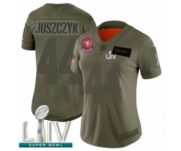 Women's San Francisco 49ers #44 Kyle Juszczyk Limited Olive 2019 Salute to Service Super Bowl LIV Bound Football Jersey
