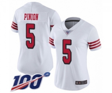 Women's San Francisco 49ers #5 Bradley Pinion Limited White Rush Vapor Untouchable 100th Season Football Jersey