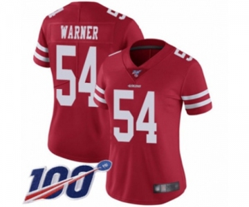 Women's San Francisco 49ers #54 Fred Warner Red Team Color Vapor Untouchable Limited Player 100th Season Football Jersey