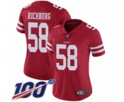 Women's San Francisco 49ers #58 Weston Richburg Red Team Color Vapor Untouchable Limited Player 100th Season Football Jersey Women's San Francisco 49ers #58 Weston Richburg Red Team Color Vapor Untouchable Limited Player 100th Season Football Jersey