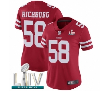 Women's San Francisco 49ers #58 Weston Richburg Red Team Color Vapor Untouchable Limited Player Super Bowl LIV Bound Football Jersey