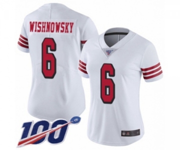 Women's San Francisco 49ers #6 Mitch Wishnowsky Limited White Rush Vapor Untouchable 100th Season Football Jersey