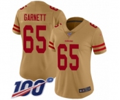 Women's San Francisco 49ers #65 Joshua Garnett Limited Gold Inverted Legend 100th Season Football Jersey Women's San Francisco 49ers #65 Joshua Garnett Limited Gold Inverted Legend 100th Season Football Jersey