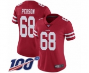 Women's San Francisco 49ers #68 Mike Person Red Team Color Vapor Untouchable Limited Player 100th Season Football Jersey Women's San Francisco 49ers #68 Mike Person Red Team Color Vapor Untouchable Limited Player 100th Season Football Jersey