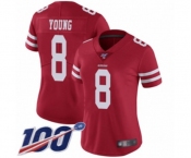 Women's San Francisco 49ers #8 Steve Young Red Team Color Vapor Untouchable Limited Player 100th Season Football Jersey Women's San Francisco 49ers #8 Steve Young Red Team Color Vapor Untouchable Limited Player 100th Season Football Jersey