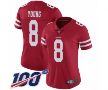 Women's San Francisco 49ers #8 Steve Young Red Team Color Vapor Untouchable Limited Player 100th Season Football Jersey