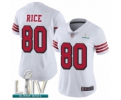 Women's San Francisco 49ers #80 Jerry Rice Limited White Rush Vapor Untouchable Super Bowl LIV Bound Football Jersey