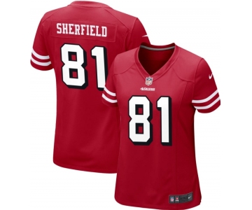Women's San Francisco 49ers #81 Trent sherfield Red Retro Game Football Jersey