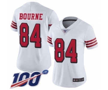 Women's San Francisco 49ers #84 Kendrick Bourne Limited White Rush Vapor Untouchable 100th Season Football Jersey