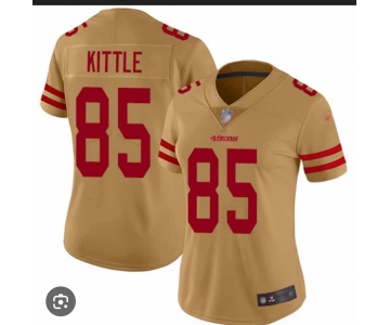Women's San Francisco 49ers #85 George Kittle Gold Vapor Alternate Football Stitched Jersey