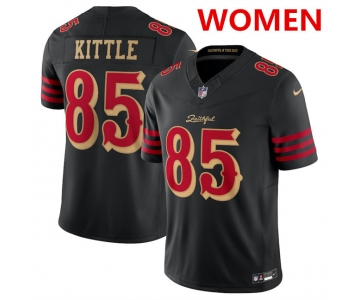 Women's San Francisco 49ers #85 George kittle Black 2025 F.U.S.E. “Rivalries” Vapor Limited Stitched Football Jersey