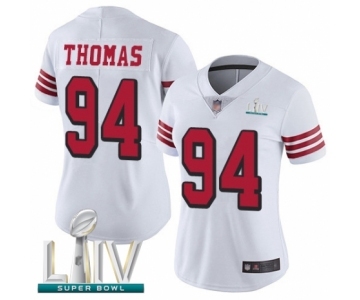 Women's San Francisco 49ers #94 Solomon Thomas Limited White Rush Vapor Untouchable Super Bowl LIV Bound Football Jersey