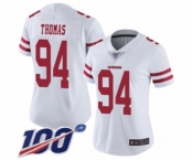 Women's San Francisco 49ers #94 Solomon Thomas White Vapor Untouchable Limited Player 100th Season Football Jersey