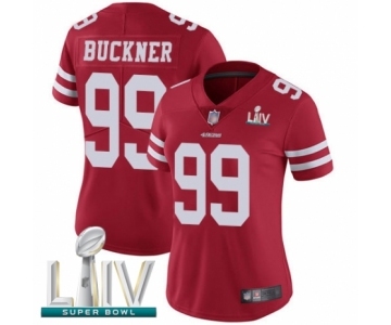 Women's San Francisco 49ers #99 DeForest Buckner Red Team Color Vapor Untouchable Limited Player Super Bowl LIV Bound Football Jersey