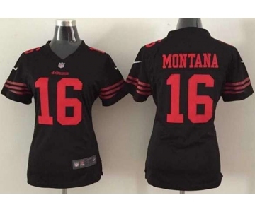 nike women nfl jerseys san francisco 49ers #16 montana black[nike]