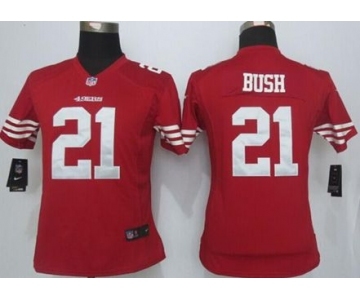 nike women nfl jerseys san francisco 49ers #21 bush red[nike][bush]