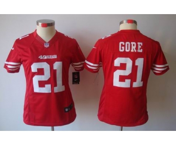nike women nfl jerseys san francisco 49ers #21 gore red[nike limited]