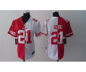 nike women nfl jerseys san francisco 49ers #21 gore white-red[nike split]