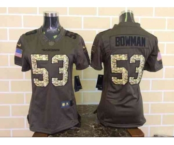 nike women nfl jerseys san francisco 49ers #53 bowman army green[nike Limited Salute To Service]