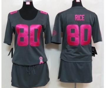 nike women nfl jerseys san francisco 49ers #80 jerry rice dk.grey[breast cancer awareness]