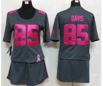 nike women nfl jerseys san francisco 49ers #85 davis dk.grey[breast cancer awareness]