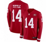 Youth Nike San Francisco 49ers #14 Y.A. Tittle Limited Red Therma Long Sleeve NFL Jersey