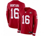 Youth Nike San Francisco 49ers #16 Joe Montana Limited Red Therma Long Sleeve NFL Jersey