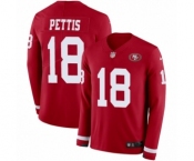 Youth Nike San Francisco 49ers #18 Dante Pettis Limited Red Therma Long Sleeve NFL Jersey