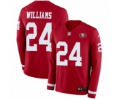 Youth Nike San Francisco 49ers #24 K'Waun Williams Limited Red Therma Long Sleeve NFL Jersey
