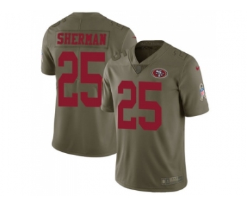 Youth Nike San Francisco 49ers #25 Richard Sherman Olive Stitched NFL Limited 2017 Salute to Service Jersey