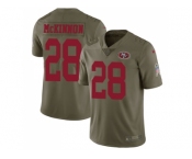 Youth Nike San Francisco 49ers #28 Jerick McKinnon Olive Stitched NFL Limited 2017 Salute to Service Jersey