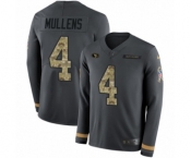 Youth Nike San Francisco 49ers #4 Nick Mullens Limited Black Salute to Service Therma Long Sleeve NFL Jersey