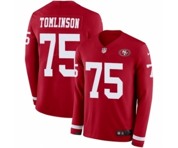 Youth Nike San Francisco 49ers #75 Laken Tomlinson Limited Red Therma Long Sleeve NFL Jersey