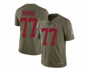 Youth Nike San Francisco 49ers #77 Trent Brown Limited Olive 2017 Salute to Service NFL Jersey