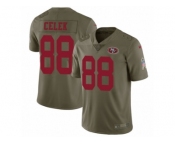 Youth Nike San Francisco 49ers #88 Garrett Celek Limited Olive 2017 Salute to Service NFL Jersey