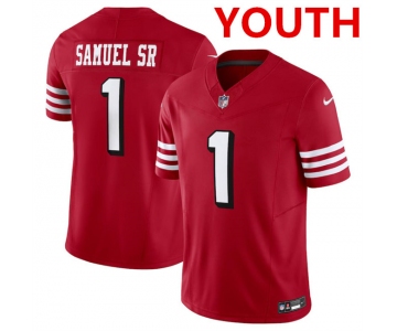 Youth San Francisco 49ers #1 Deebo Samuel New Red F.U.S.E. Vapor Untouchable Limited Football Stitched Jersey