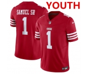 Youth San Francisco 49ers #1 Deebo Samuel Red 2024 F.U.S.E. Vapor Untouchable Limited Football Stitched Jersey
