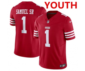 Youth San Francisco 49ers #1 Deebo Samuel Red 2024 F.U.S.E. Vapor Untouchable Limited Football Stitched Jersey