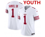 Youth San Francisco 49ers #1 Deebo Samuel White F.U.S.E. Vapor Untouchable Limited Football Stitched Jersey