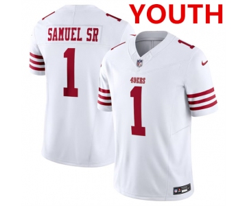 Youth San Francisco 49ers #1 Deebo Samuel White F.U.S.E. Vapor Untouchable Limited Football Stitched Jersey
